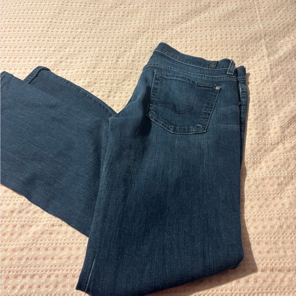 7 For All Mankind Dark Blue Straight Leg Jeans